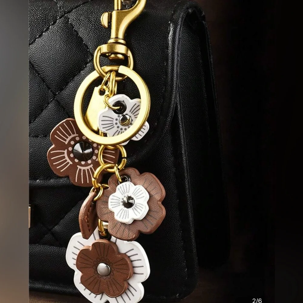 Blossom Luxe Floral Charm/Keyring. Brown